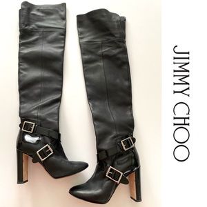 JIMMY CHOO Black Boots OVER The KNEE Doma